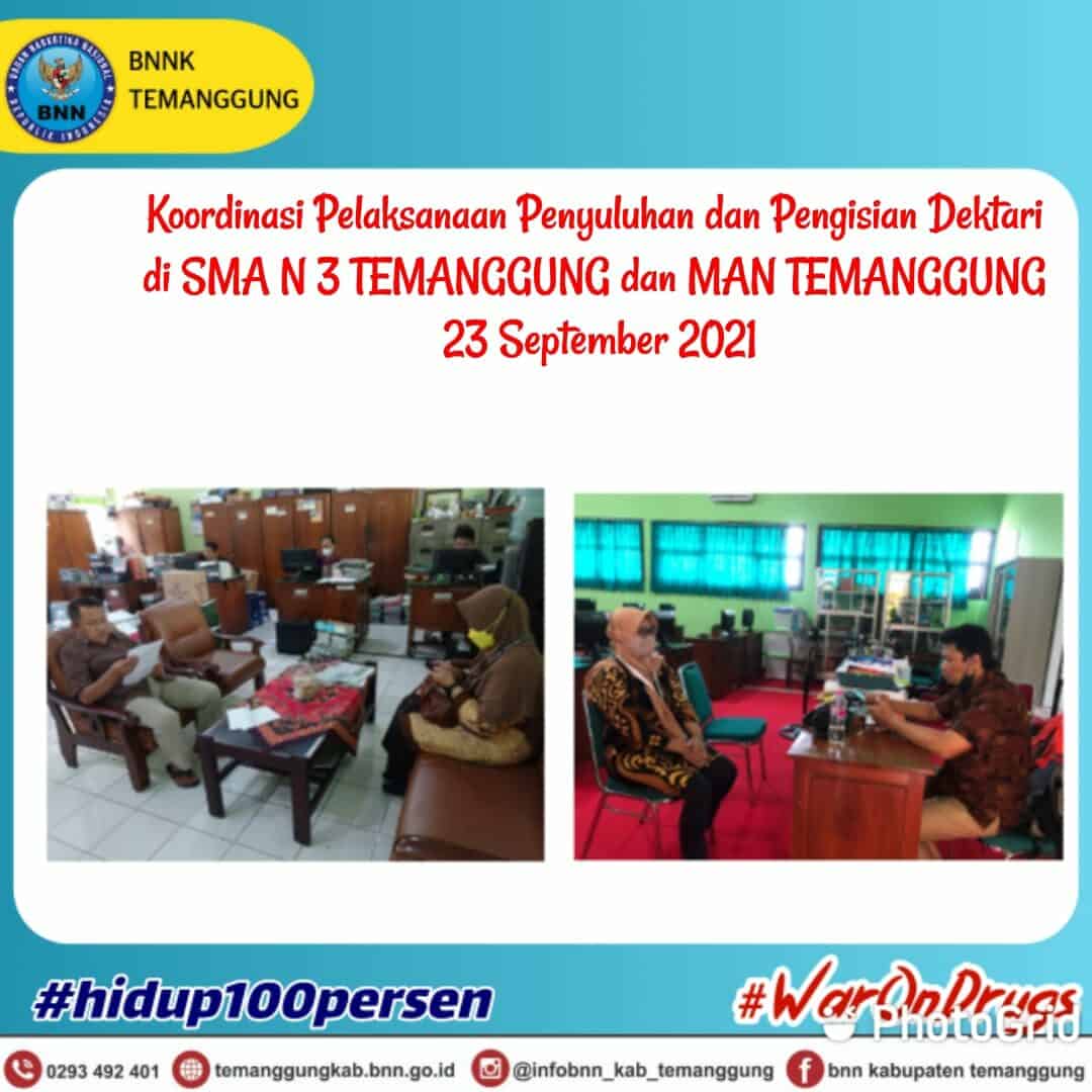Koordinasi Kegiatan Informasi P4GN dan Input Dektari di SMA 3 Temanggung dan MAN Temanggung Koordinasi Kegiatan Informasi P4GN dan Input Dektari di SMA 3 Temanggung dan MAN Temanggung
